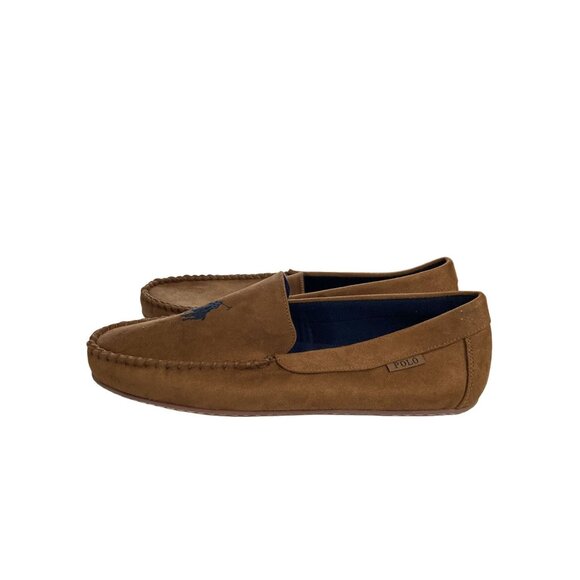 Polo Ralph Lauren mens Size 13 Brown collins moccasin Embroidered Logo slipper - Picture 3 of 8